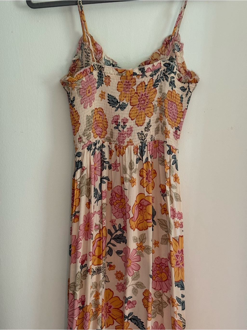 Girls Floral Pink And Yellow Sundress With Smocked Bodice
